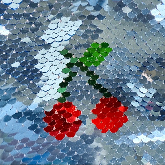 Rockets of Awesome Sequin Cherry Bomber Jacket Girls Size 5 Blue Red Sparkly - Picture 9 of 16